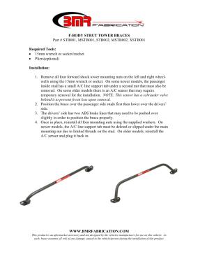 BMR Installation Instructions for MSTB001