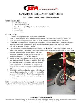 BMR Installation Instructions for PHR006