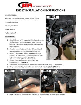 BMR Installation Instructions for RH017