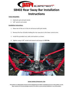 BMR Installation Instructions for SB009