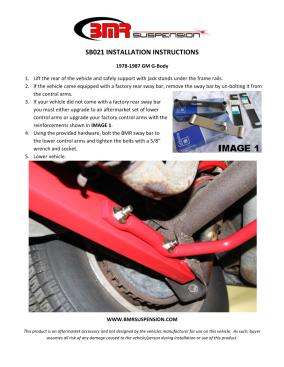 BMR Installation Instructions for SB021