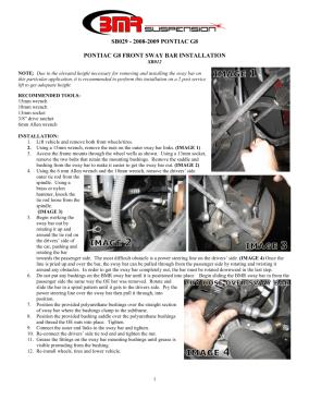 BMR Installation Instructions for SB029