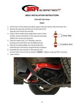 BMR Installation Instructions for SB031