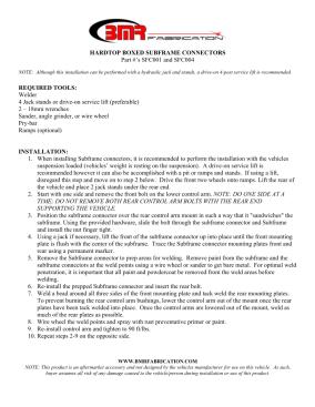 BMR Installation Instructions for SFC001