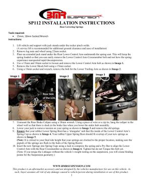 BMR Installation Instructions for SP112