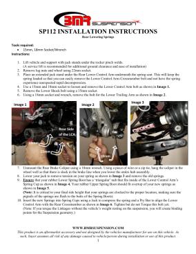 BMR Installation Instructions for SP112