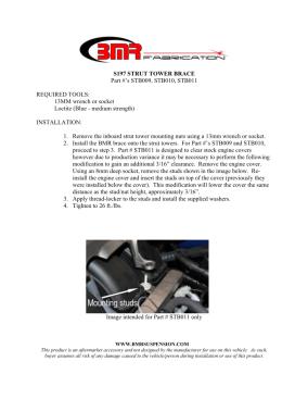 BMR Installation Instructions for STB011H-SD