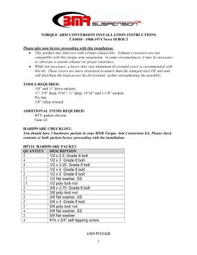 BMR Installation Instructions for TAS010