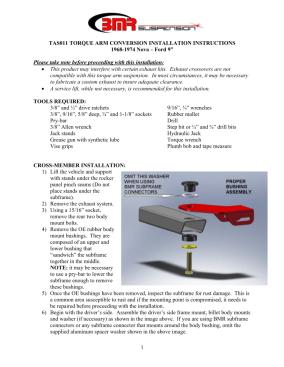 BMR Installation Instructions for TAS011