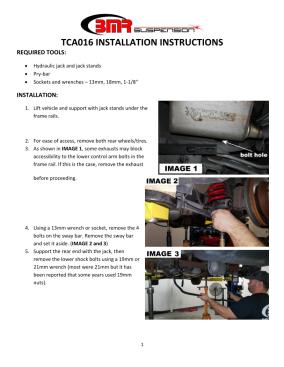 BMR Installation Instructions for TCA016R-SD