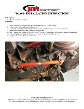 BMR Installation Instructions for TCA024