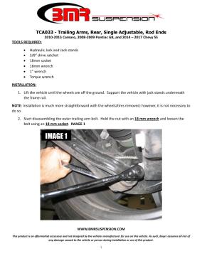 BMR Installation Instructions for TCA033