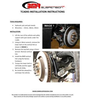 BMR Installation Instructions for TCA045