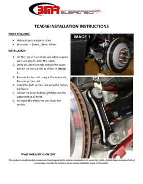 BMR Installation Instructions for TCA046