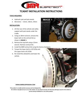 BMR Installation Instructions for TCA047