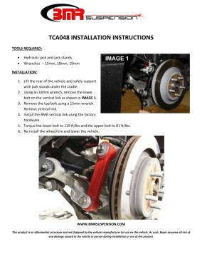 BMR Installation Instructions for TCA048