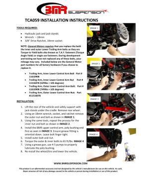 BMR Installation Instructions for TCA059