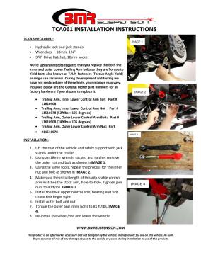 BMR Installation Instructions for TCA061