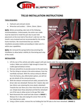 BMR Installation Instructions for TR110