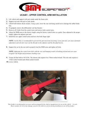 BMR Installation Instructions for UCA461