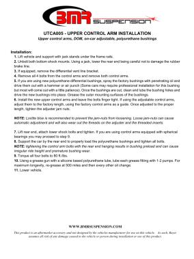 BMR Installation Instructions for UTCA005