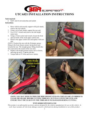 BMR Installation Instructions for UTCA021