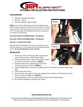 BMR Installation Instructions for UTCA061