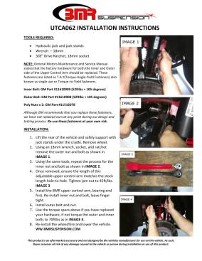 BMR Installation Instructions for UTCA062