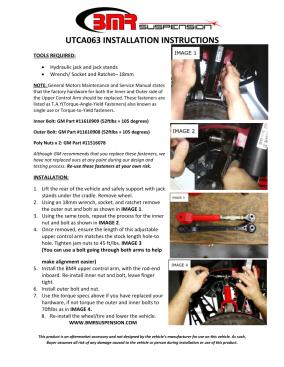 BMR Installation Instructions for UTCA063