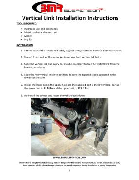 BMR Installation Instructions for VL765