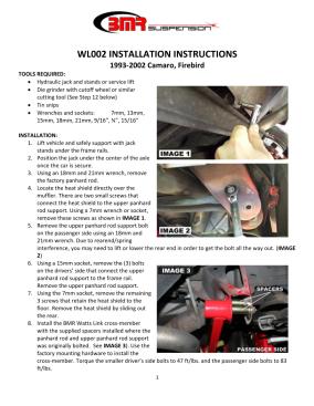 BMR Installation Instructions for WL002