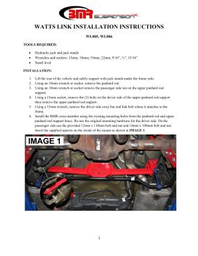 BMR Installation Instructions for WL005