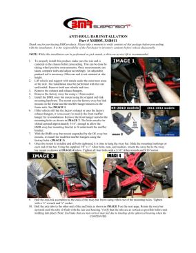 BMR Installation Instructions for XSB005