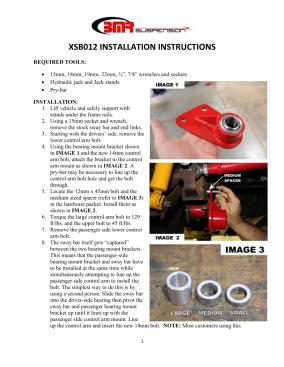 BMR Installation Instructions for XSB012